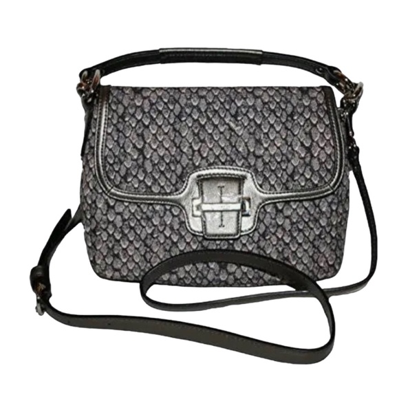 Coach Authenticated Taylor‎ Python Print Flap Shoulder Crossbody Bag Gunmetal - Picture 1 of 15